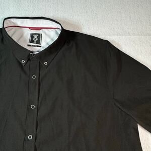 Fried Denim Shirt Mens 2XL Black & White Slim Fit Button Up Short Sleeve Premium